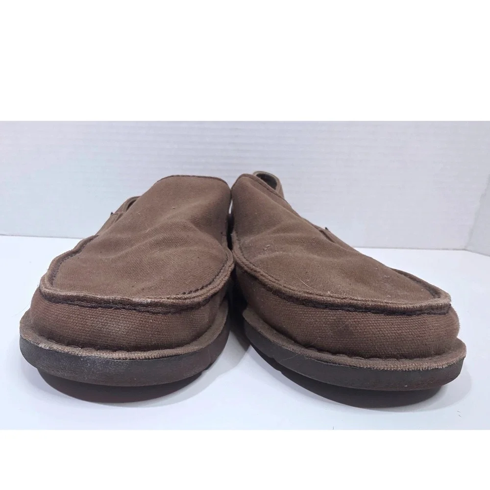 Crocs Santa Cruz Mens Brown Canvas Slip On Loafers Shoes‎ 201235 Size 10